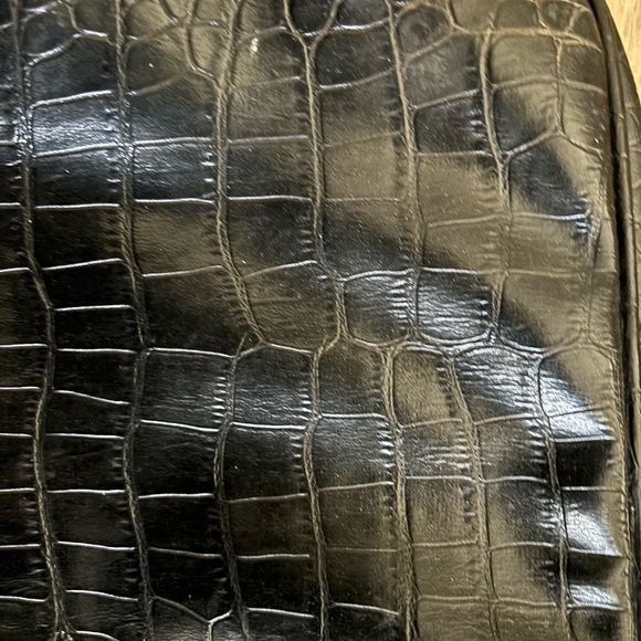 Saks Fifth Avenue Black Faux Leather Tote Bag Dual Handles Vintage - Picture 3 of 9